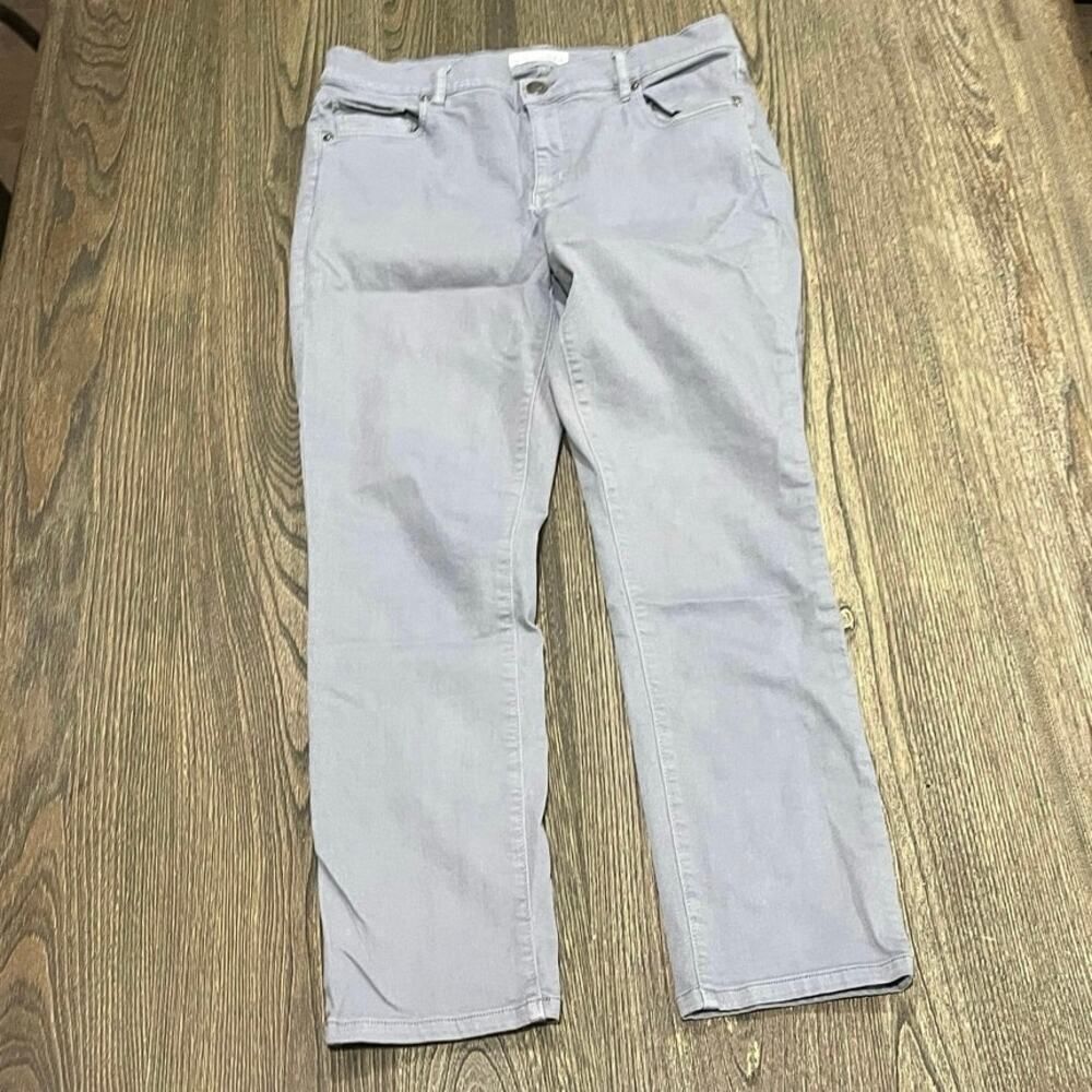 Ann Taylor LOFT Skinny Crop Pants Mid Rise Cotton Blend Stretch Gray Size 29/8